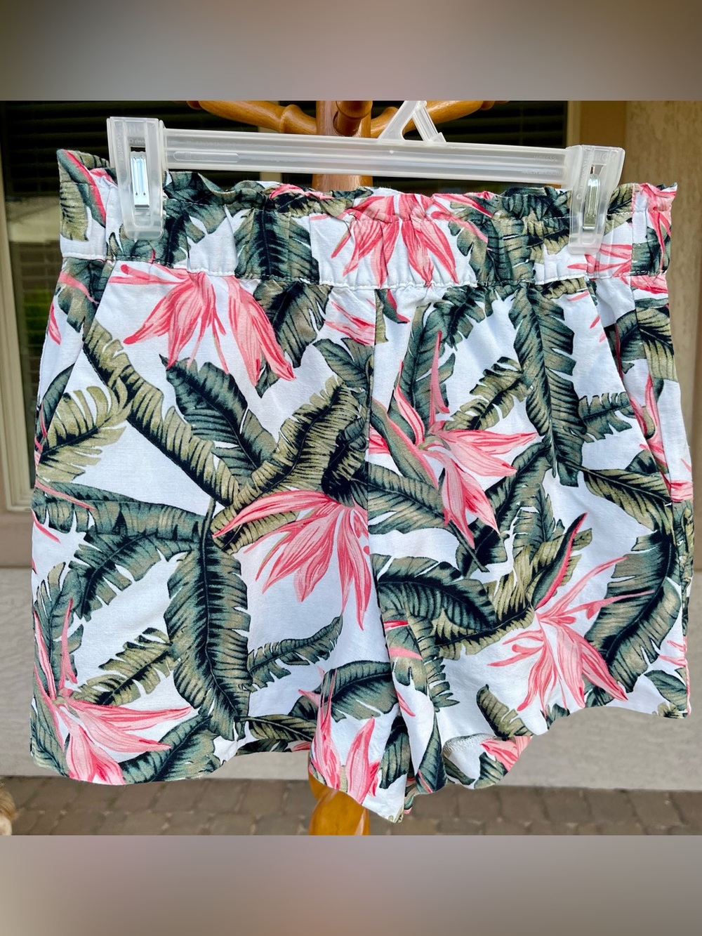 LOFT Tropical Leaf & Pink Floral High-Waist Shorts